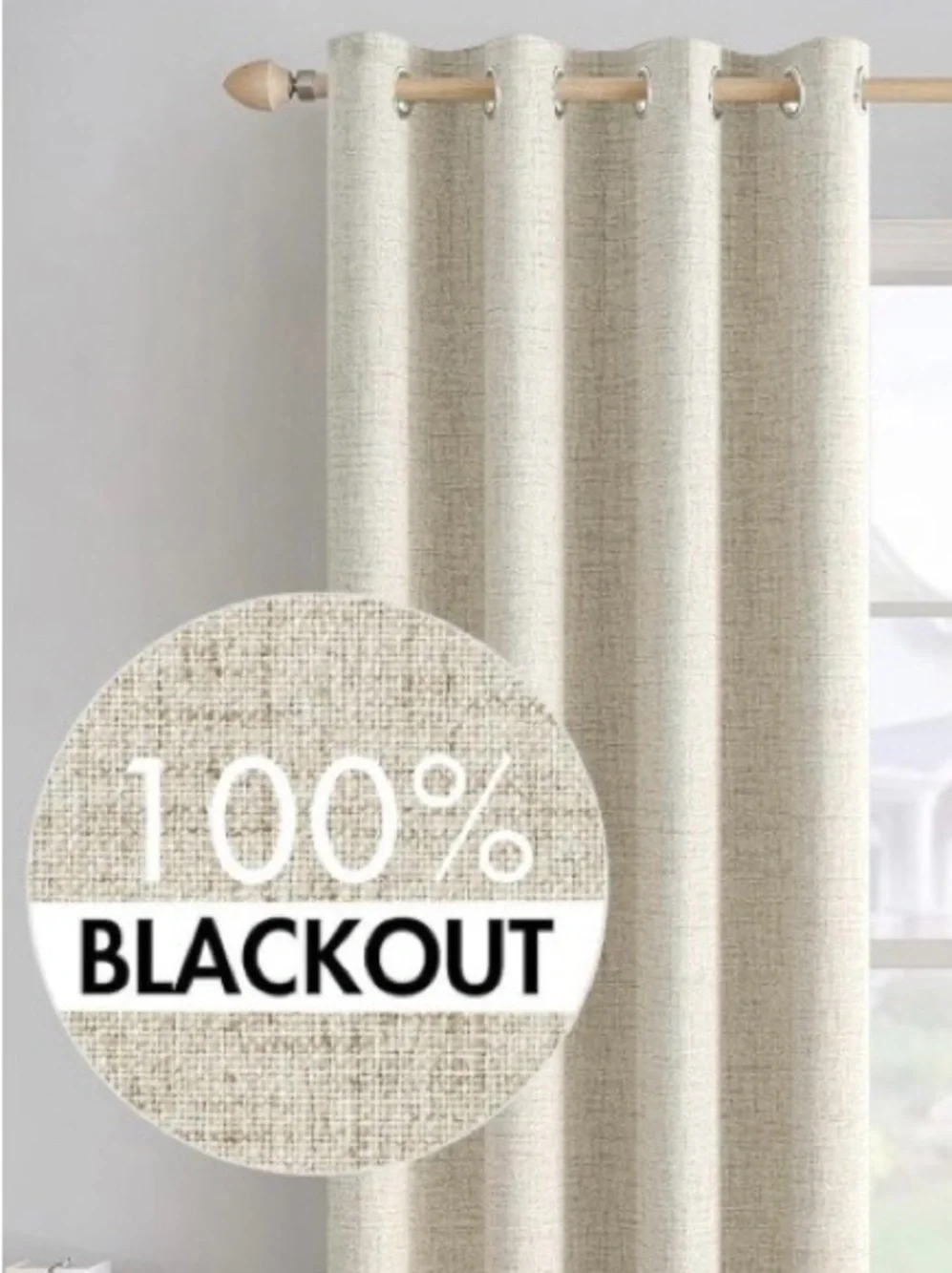 100% Blackout Curtains 52x72” (2-panels) CREAM